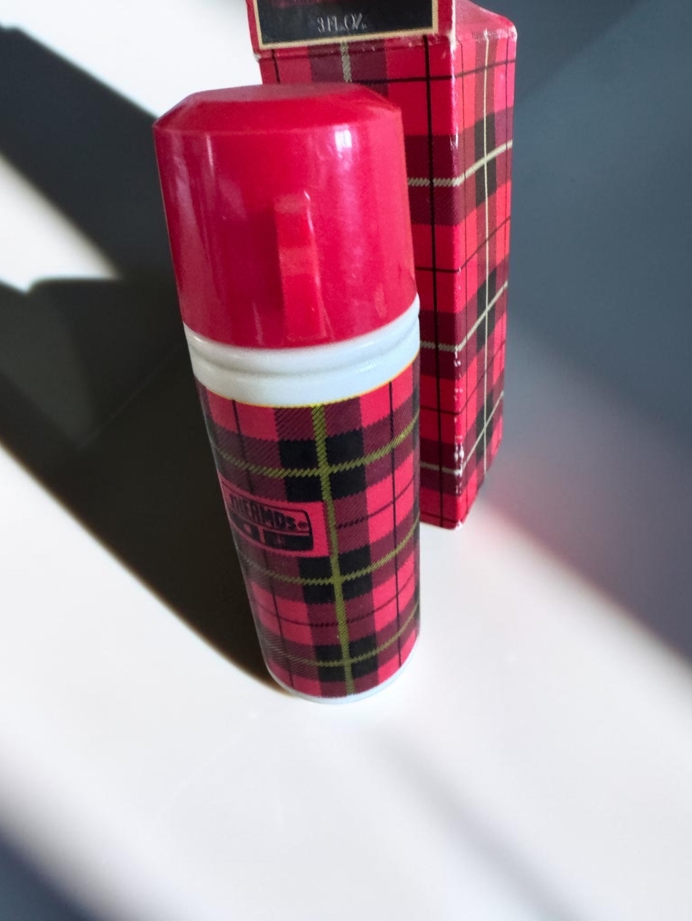 Vintage Avon Plaid Thermos Wild Country After Shave Decanter 3 oz With Box